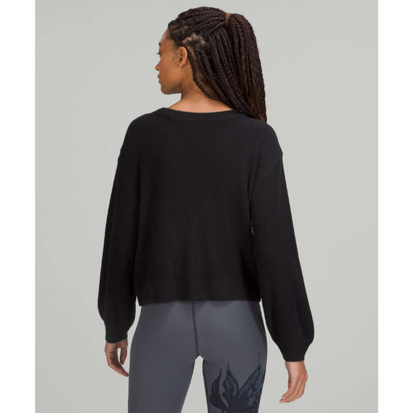 Lululemon Cashmere Reversible Soft Relaxed Sweater Black 10 NWOT - Picture 3 of 13